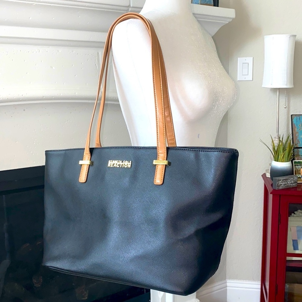 Kenneth Cole Reaction Black Tote Brown Handle